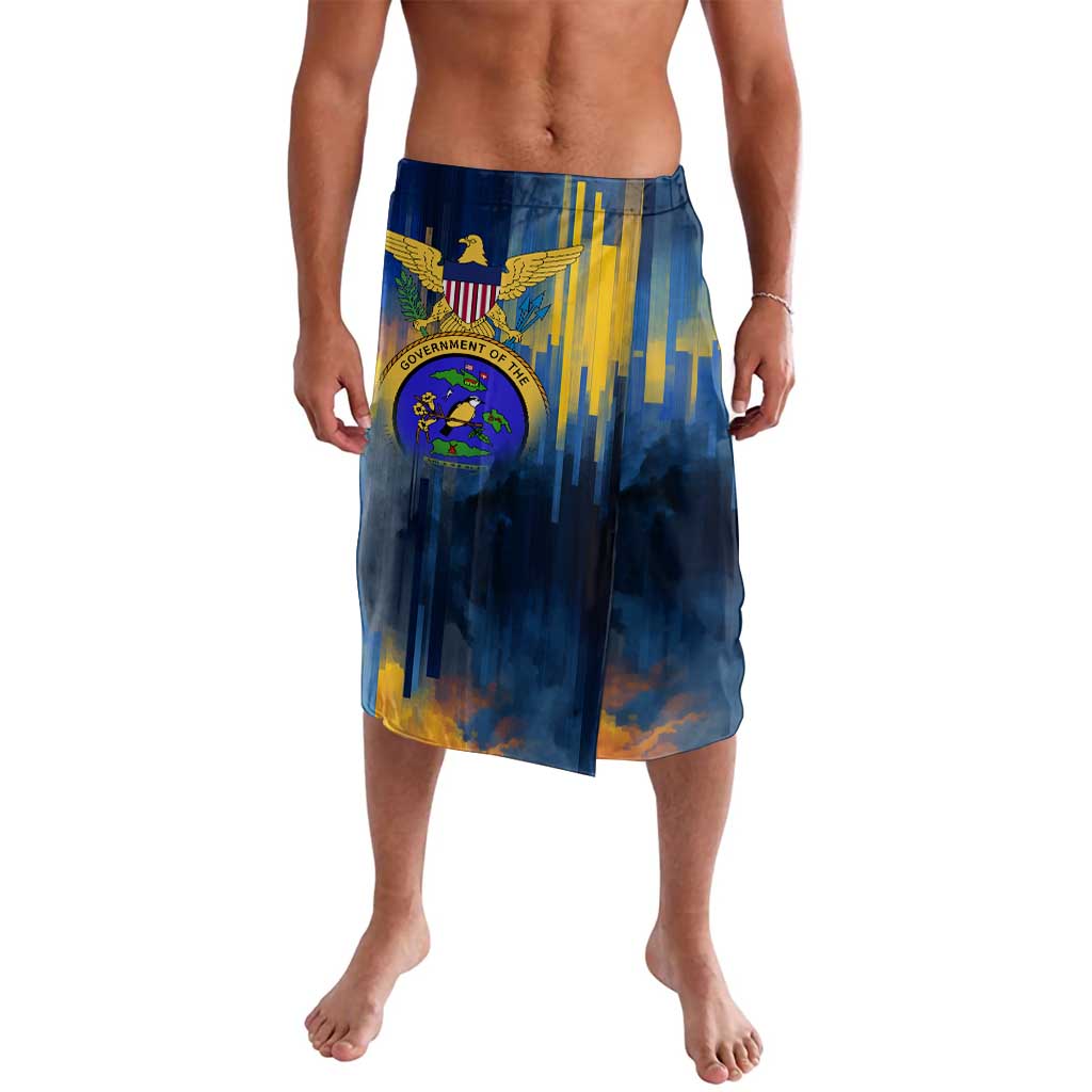 United States Virgin Islands Lavalava with Blue Yellow Government Seal Design and Bald Eagle - Wonder Print Shop