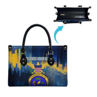 United States Virgin Islands Leather Bag with Blue Yellow Government Seal Design and Bald Eagle - Wonder Print Shop