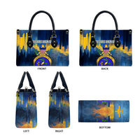 United States Virgin Islands Leather Bag with Blue Yellow Government Seal Design and Bald Eagle - Wonder Print Shop
