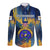 United States Virgin Islands Long Sleeve Button Shirt with Blue Yellow Government Seal Design and Bald Eagle - Wonder Print Shop