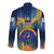 United States Virgin Islands Long Sleeve Button Shirt with Blue Yellow Government Seal Design and Bald Eagle - Wonder Print Shop