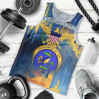 United States Virgin Islands Men Tank Top with Blue Yellow Government Seal Design and Bald Eagle - Wonder Print Shop