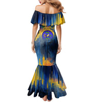 United States Virgin Islands Mermaid Dress with Blue Yellow Government Seal Design and Bald Eagle - Wonder Print Shop