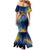 United States Virgin Islands Mermaid Dress with Blue Yellow Government Seal Design and Bald Eagle - Wonder Print Shop