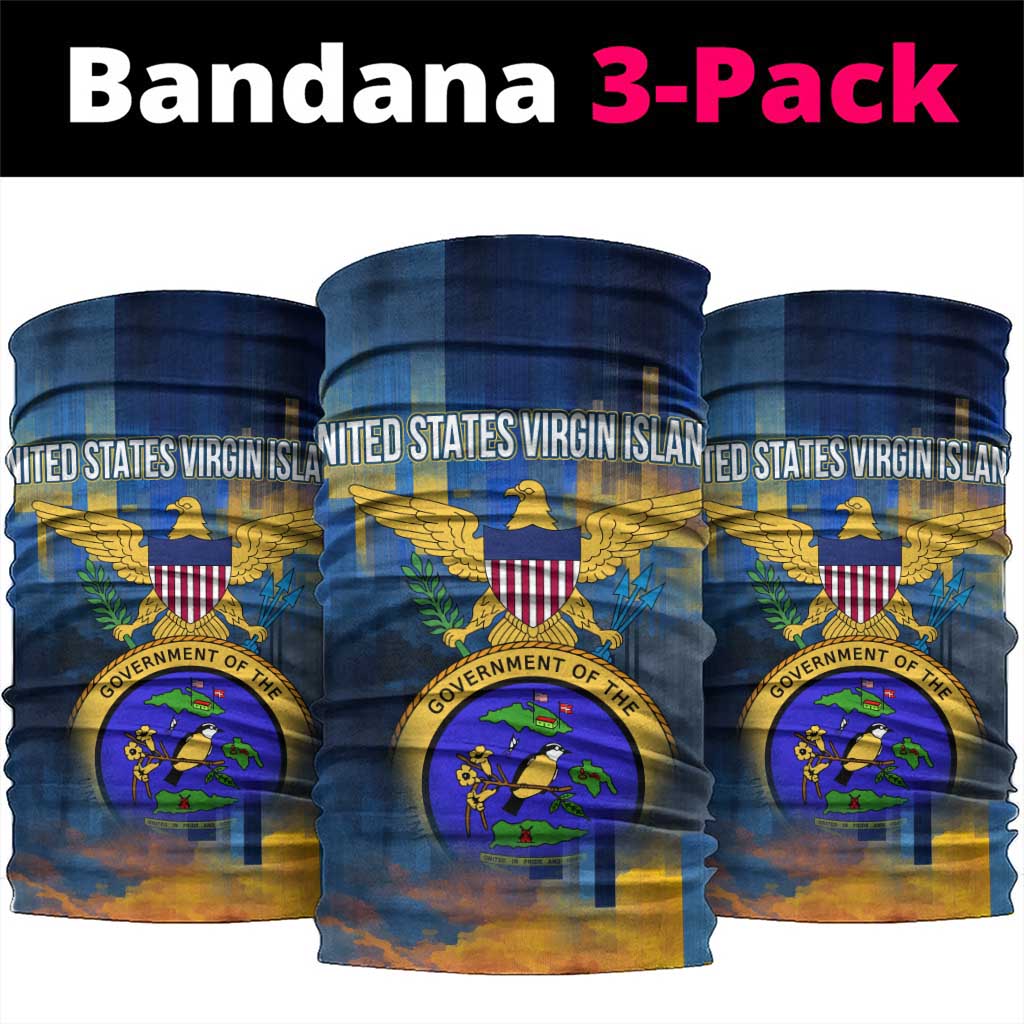 United States Virgin Islands Neck Gaiter with Blue Yellow Government Seal Design and Bald Eagle - Wonder Print Shop
