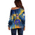 United States Virgin Islands Off Shoulder Sweater with Blue Yellow Government Seal Design and Bald Eagle - Wonder Print Shop