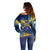 United States Virgin Islands Off Shoulder Sweater with Blue Yellow Government Seal Design and Bald Eagle - Wonder Print Shop
