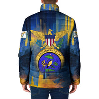 United States Virgin Islands Padded Jacket with Blue Yellow Government Seal Design and Bald Eagle - Wonder Print Shop