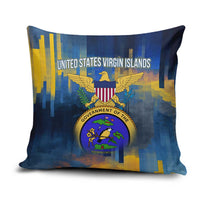 United States Virgin Islands Pillow Cover with Blue Yellow Government Seal Design and Bald Eagle - Wonder Print Shop