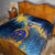 United States Virgin Islands Quilt with Blue Yellow Government Seal Design and Bald Eagle - Wonder Print Shop