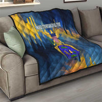 United States Virgin Islands Quilt with Blue Yellow Government Seal Design and Bald Eagle - Wonder Print Shop