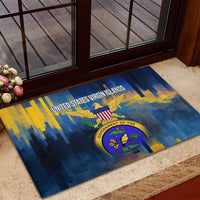United States Virgin Islands Rubber Doormat with Blue Yellow Government Seal Design and Bald Eagle - Wonder Print Shop
