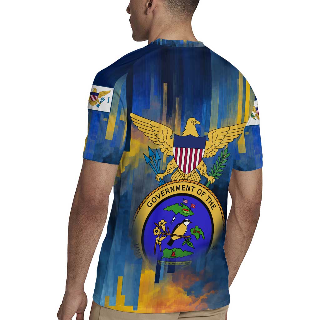 United States Virgin Islands Rugby Jersey with Blue Yellow Government Seal Design and Bald Eagle - Wonder Print Shop