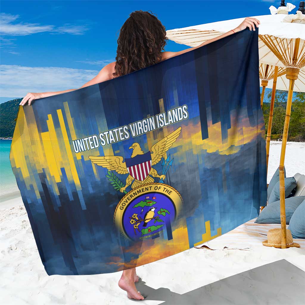 United States Virgin Islands Sarong with Blue Yellow Government Seal Design and Bald Eagle - Wonder Print Shop