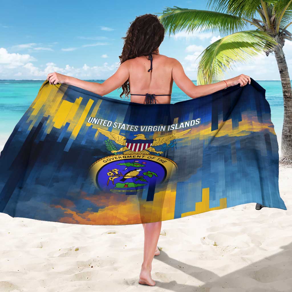 United States Virgin Islands Sarong with Blue Yellow Government Seal Design and Bald Eagle - Wonder Print Shop