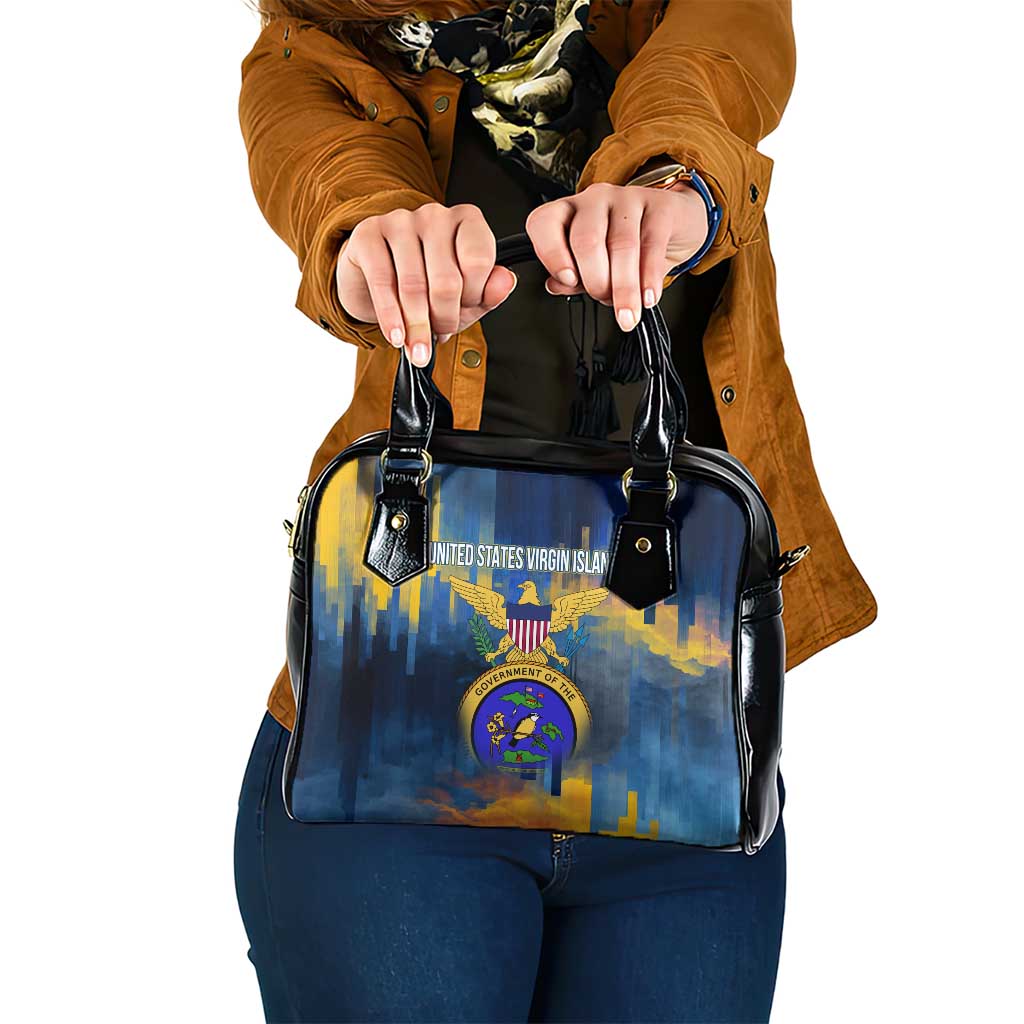 United States Virgin Islands Shoulder Handbag with Blue Yellow Government Seal Design and Bald Eagle - Wonder Print Shop