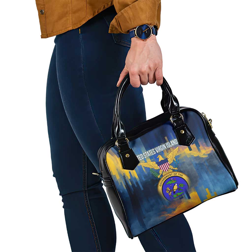 United States Virgin Islands Shoulder Handbag with Blue Yellow Government Seal Design and Bald Eagle - Wonder Print Shop