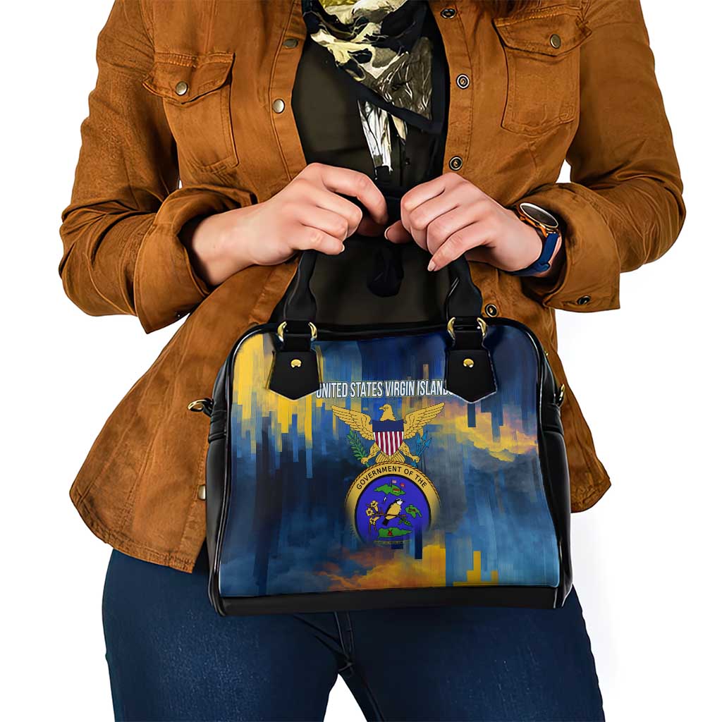 United States Virgin Islands Shoulder Handbag with Blue Yellow Government Seal Design and Bald Eagle - Wonder Print Shop