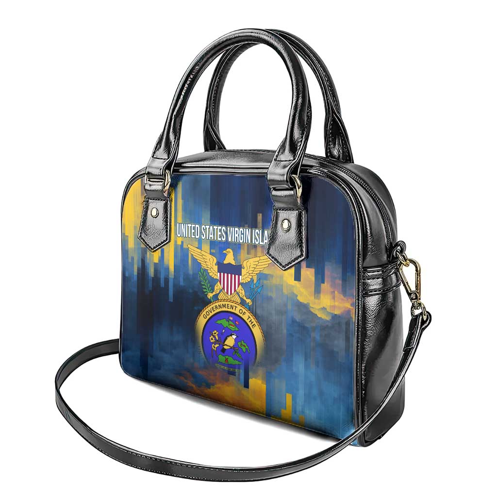 United States Virgin Islands Shoulder Handbag with Blue Yellow Government Seal Design and Bald Eagle - Wonder Print Shop