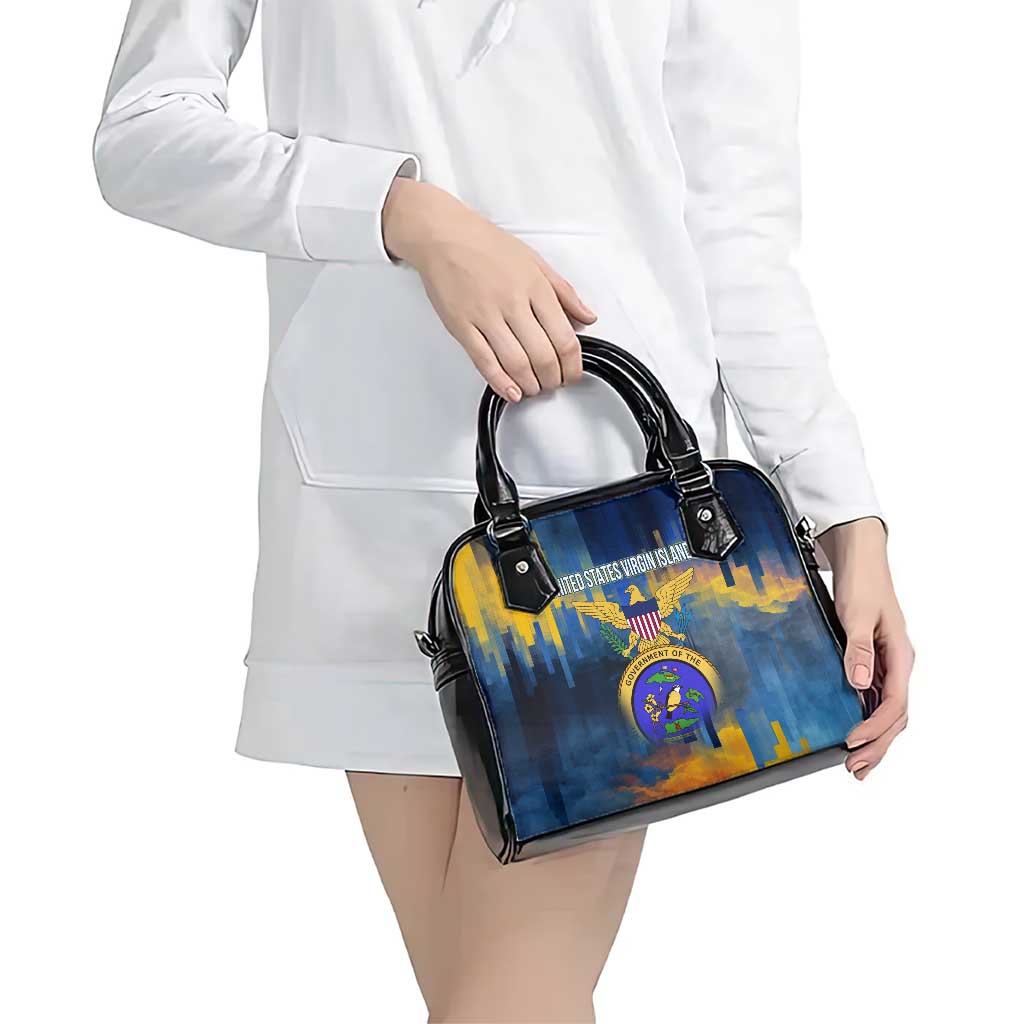 United States Virgin Islands Shoulder Handbag with Blue Yellow Government Seal Design and Bald Eagle - Wonder Print Shop