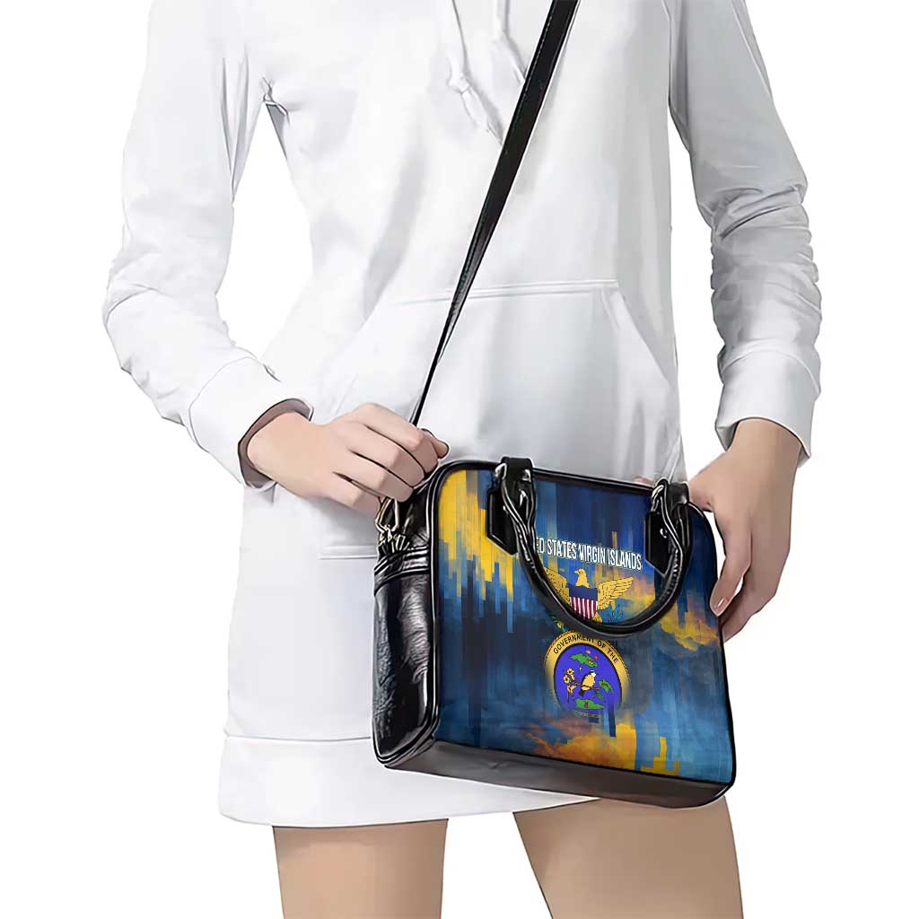 United States Virgin Islands Shoulder Handbag with Blue Yellow Government Seal Design and Bald Eagle - Wonder Print Shop