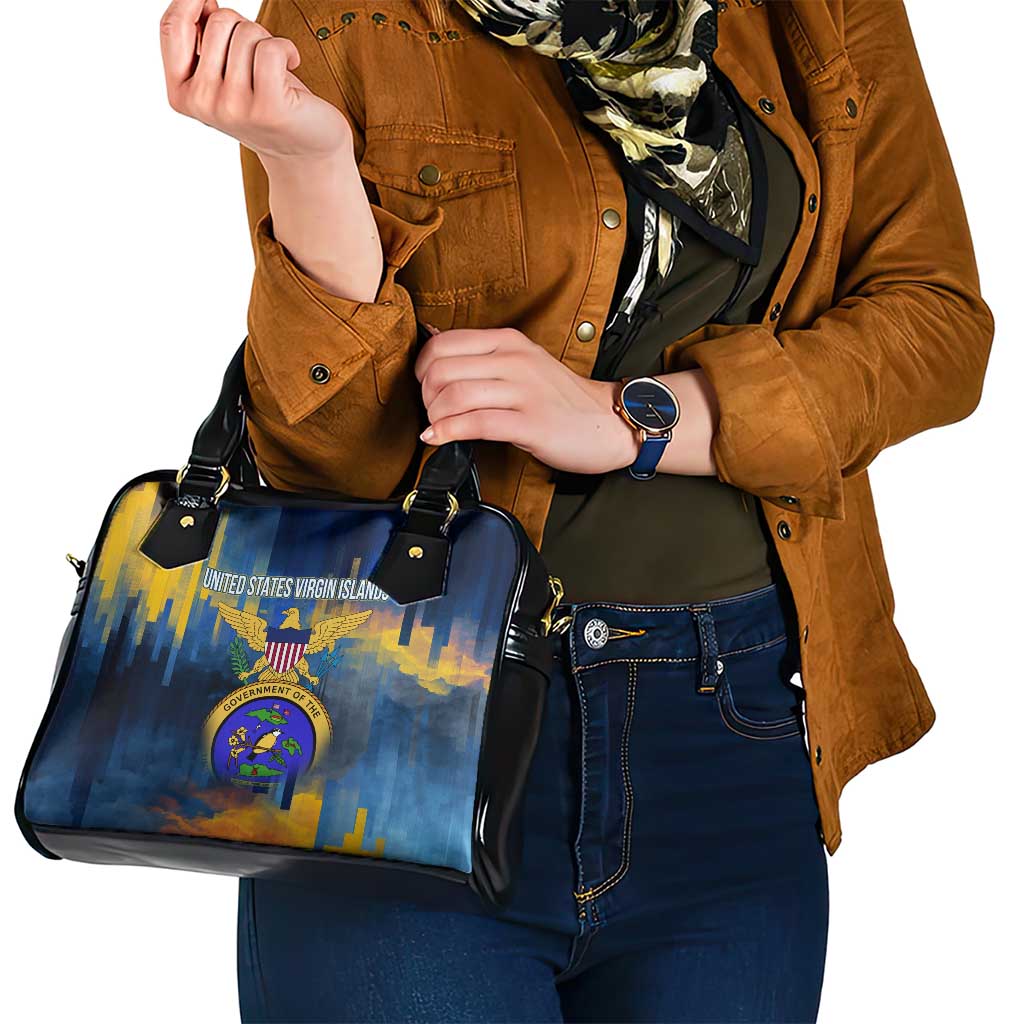 United States Virgin Islands Shoulder Handbag with Blue Yellow Government Seal Design and Bald Eagle - Wonder Print Shop