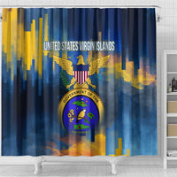 United States Virgin Islands Shower Curtain with Blue Yellow Government Seal Design and Bald Eagle - Wonder Print Shop