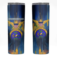 United States Virgin Islands Skinny Tumbler with Blue Yellow Government Seal Design and Bald Eagle - Wonder Print Shop