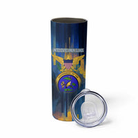 United States Virgin Islands Skinny Tumbler with Blue Yellow Government Seal Design and Bald Eagle - Wonder Print Shop