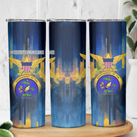 United States Virgin Islands Skinny Tumbler with Blue Yellow Government Seal Design and Bald Eagle - Wonder Print Shop