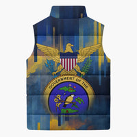 United States Virgin Islands Sleeveless Puffer Jacket with Blue Yellow Government Seal Design and Bald Eagle - Wonder Print Shop