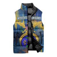 United States Virgin Islands Sleeveless Puffer Jacket with Blue Yellow Government Seal Design and Bald Eagle - Wonder Print Shop