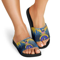 United States Virgin Islands Slide Sandals with Blue Yellow Government Seal Design and Bald Eagle - Wonder Print Shop
