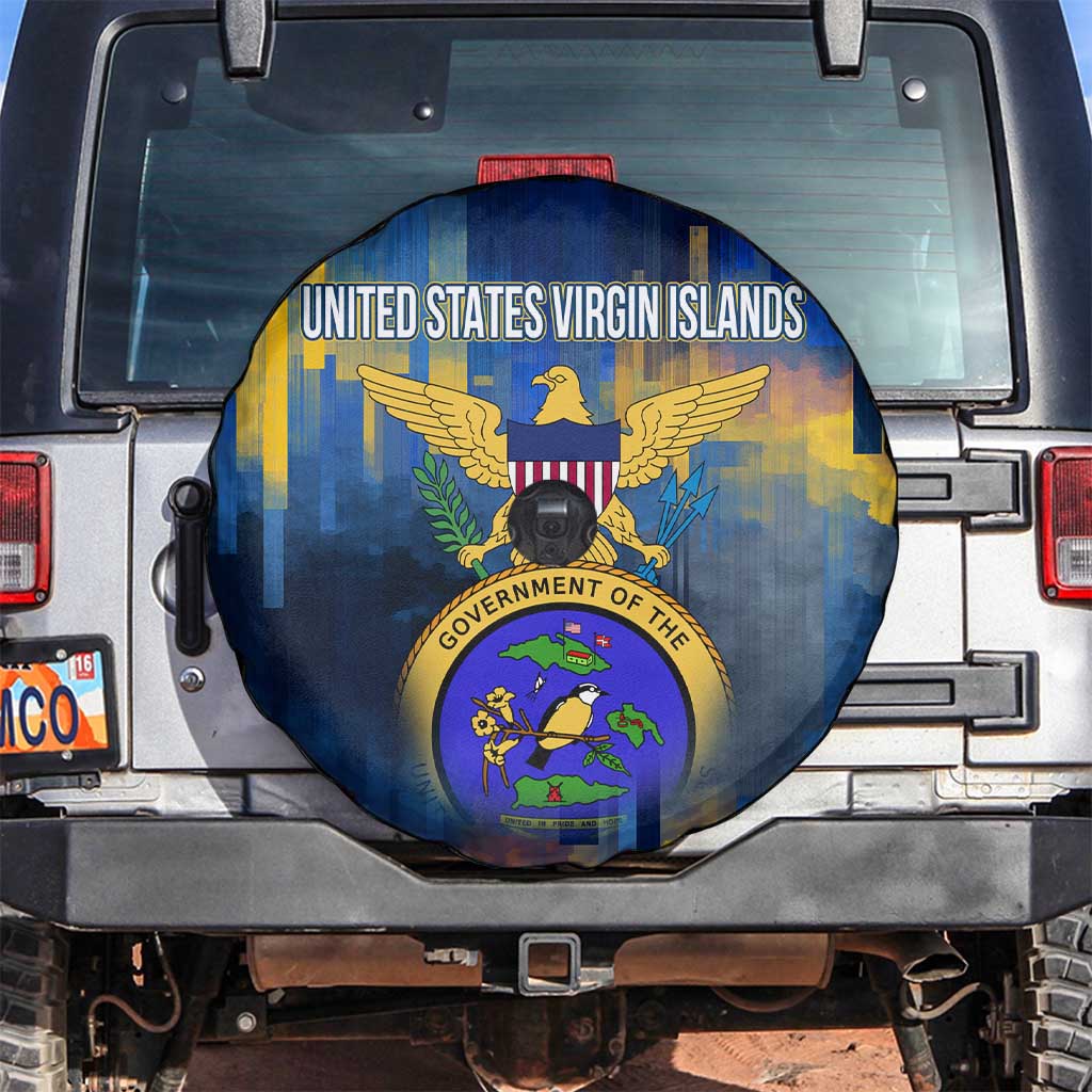 United States Virgin Islands Spare Tire Cover with Blue Yellow Government Seal Design and Bald Eagle - Wonder Print Shop