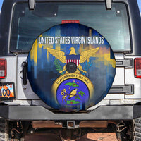 United States Virgin Islands Spare Tire Cover with Blue Yellow Government Seal Design and Bald Eagle - Wonder Print Shop