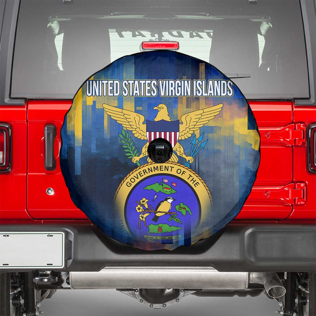 United States Virgin Islands Spare Tire Cover with Blue Yellow Government Seal Design and Bald Eagle - Wonder Print Shop