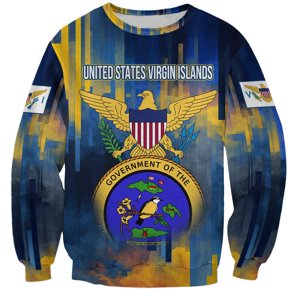 United States Virgin Islands Sweatshirt with Blue Yellow Government Seal Design and Bald Eagle - Wonder Print Shop