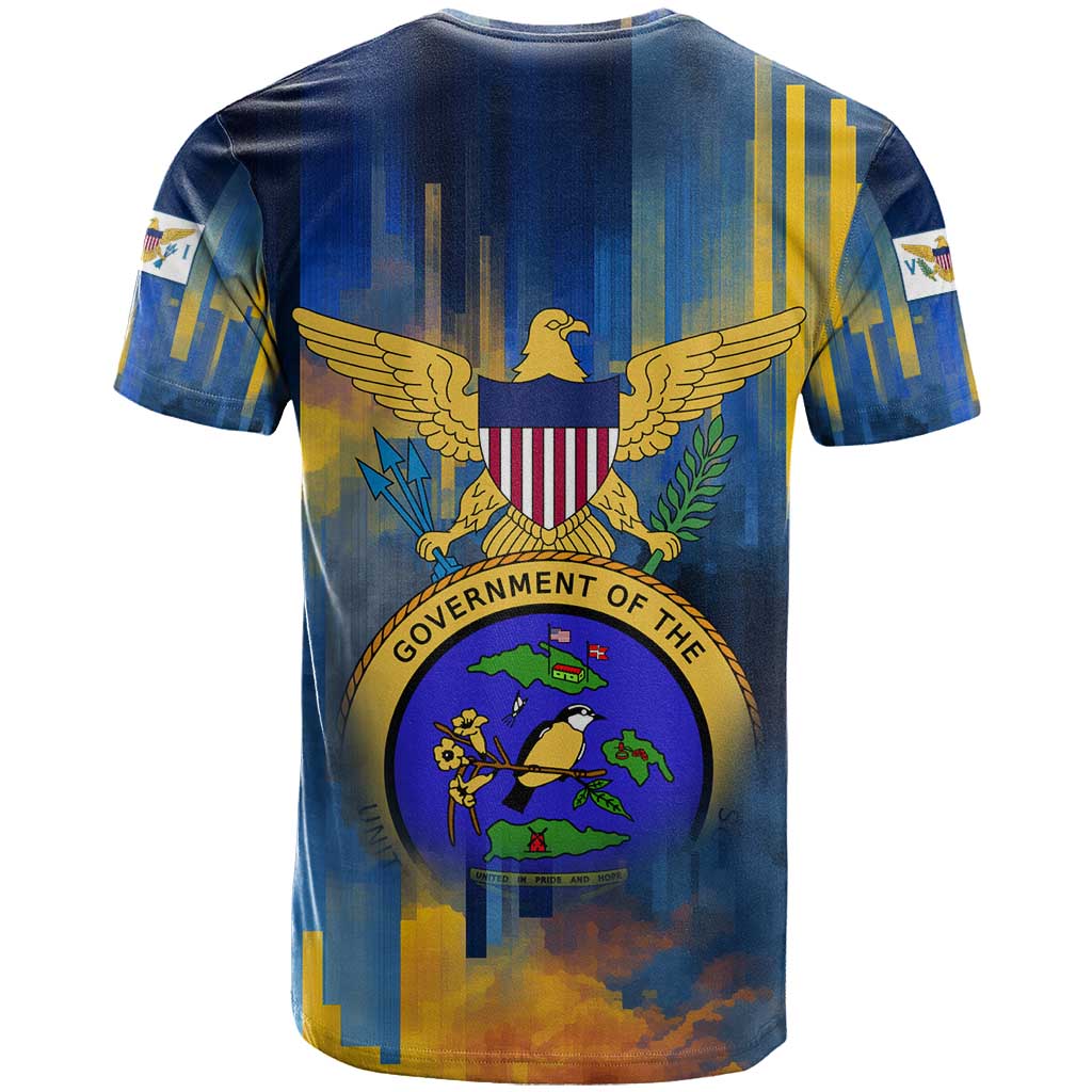 United States Virgin Islands T Shirt with Blue Yellow Government Seal Design and Bald Eagle - Wonder Print Shop