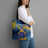 United States Virgin Islands Tote Bag with Blue Yellow Government Seal Design and Bald Eagle - Wonder Print Shop