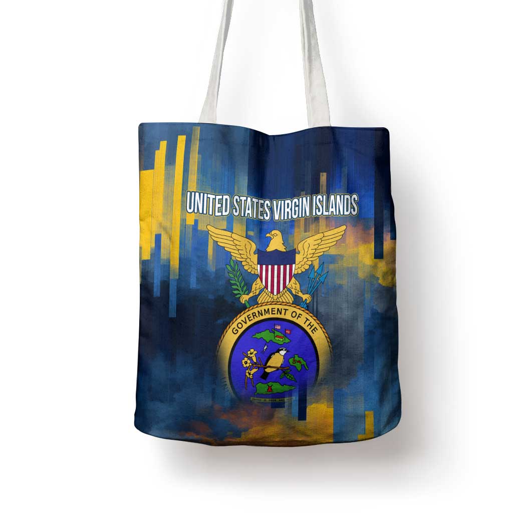 United States Virgin Islands Tote Bag with Blue Yellow Government Seal Design and Bald Eagle - Wonder Print Shop