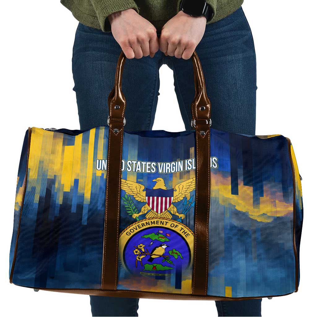 United States Virgin Islands Travel Bag with Blue Yellow Government Seal Design and Bald Eagle - Wonder Print Shop