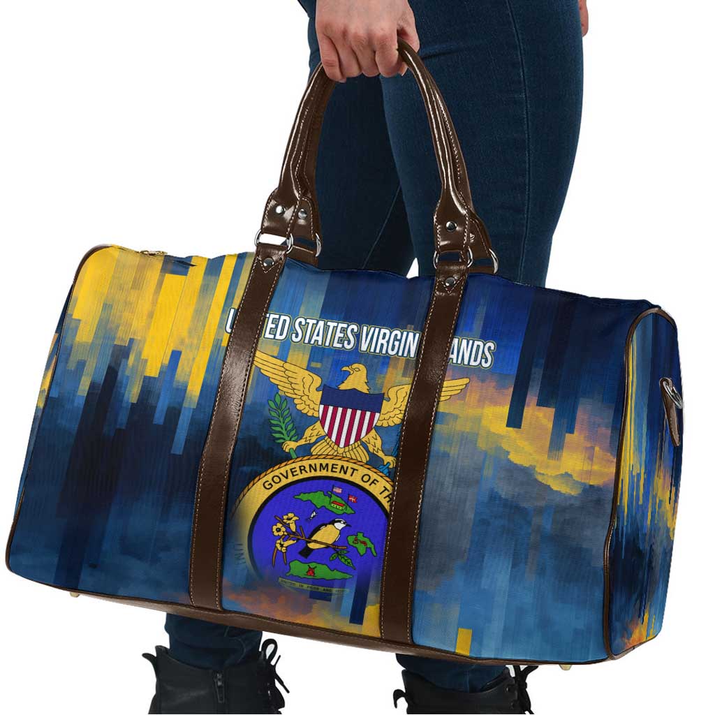 United States Virgin Islands Travel Bag with Blue Yellow Government Seal Design and Bald Eagle - Wonder Print Shop