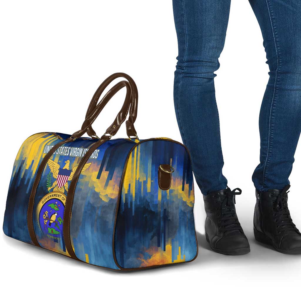 United States Virgin Islands Travel Bag with Blue Yellow Government Seal Design and Bald Eagle - Wonder Print Shop