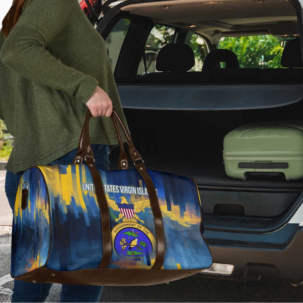 United States Virgin Islands Travel Bag with Blue Yellow Government Seal Design and Bald Eagle - Wonder Print Shop