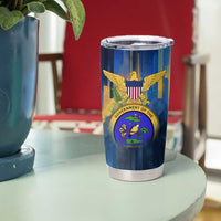 United States Virgin Islands Tumbler Cup with Blue Yellow Government Seal Design and Bald Eagle - Wonder Print Shop