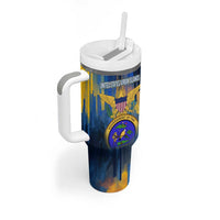 United States Virgin Islands Tumbler With Handle with Blue Yellow Government Seal Design and Bald Eagle - Wonder Print Shop