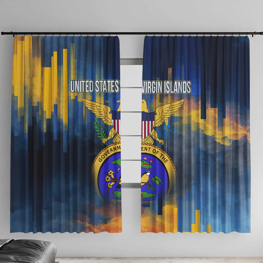 United States Virgin Islands Window Curtain with Blue Yellow Government Seal Design and Bald Eagle - Wonder Print Shop