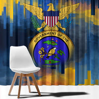 United States Virgin Islands Window Curtain with Blue Yellow Government Seal Design and Bald Eagle - Wonder Print Shop