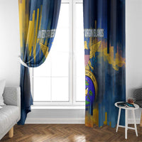 United States Virgin Islands Window Curtain with Blue Yellow Government Seal Design and Bald Eagle - Wonder Print Shop