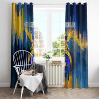 United States Virgin Islands Window Curtain with Blue Yellow Government Seal Design and Bald Eagle - Wonder Print Shop